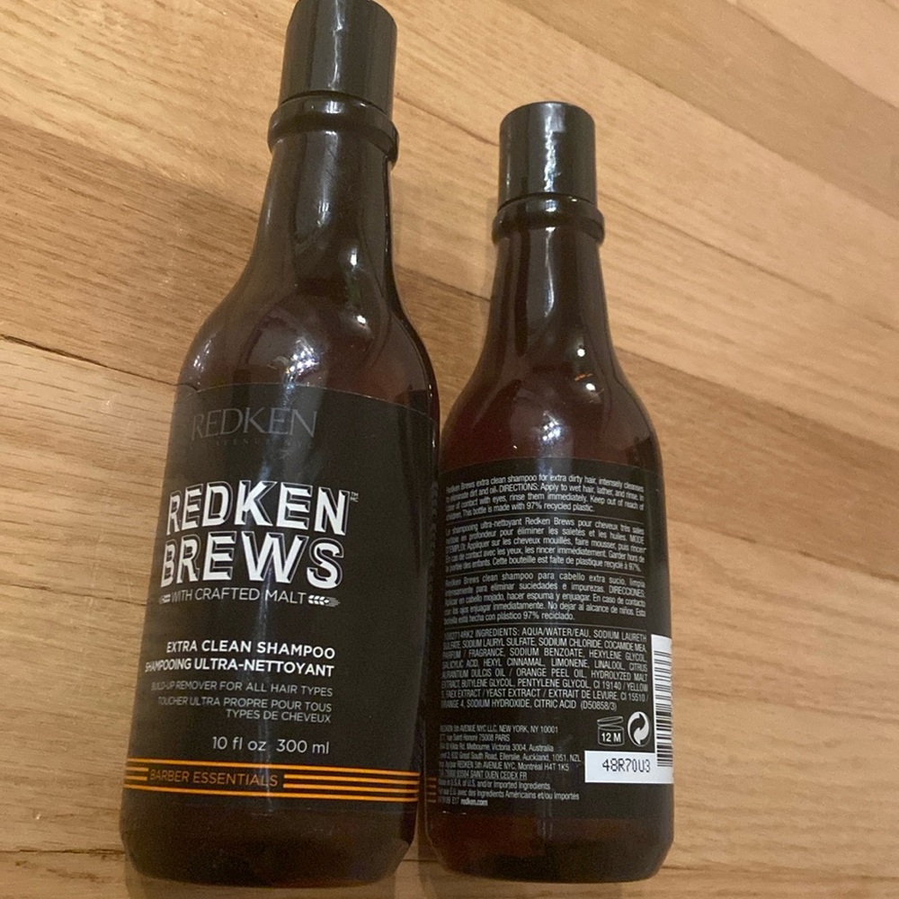 🍭🌟 2 shampoo bottles : « Redken brews with crafted malt » 300 mL each NWT